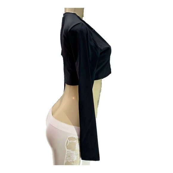 Spyder XL Black Laser Cut Detail Long Sleeve UV Protection Crop Rash Guard - Picture 5 of 7